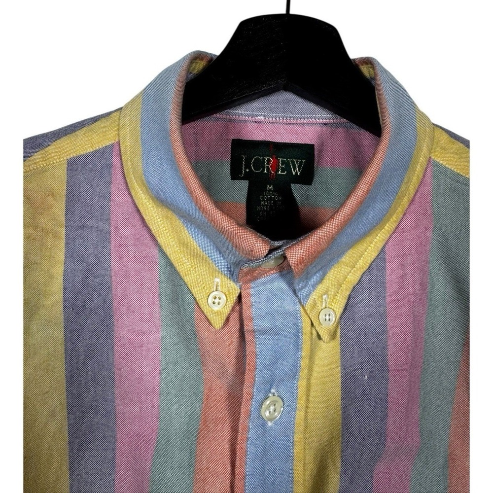 J.Crew Mens M Multi Color Stripe Cotton Oxford Button Down Shirt Long Sleeve - Picture 7 of 16